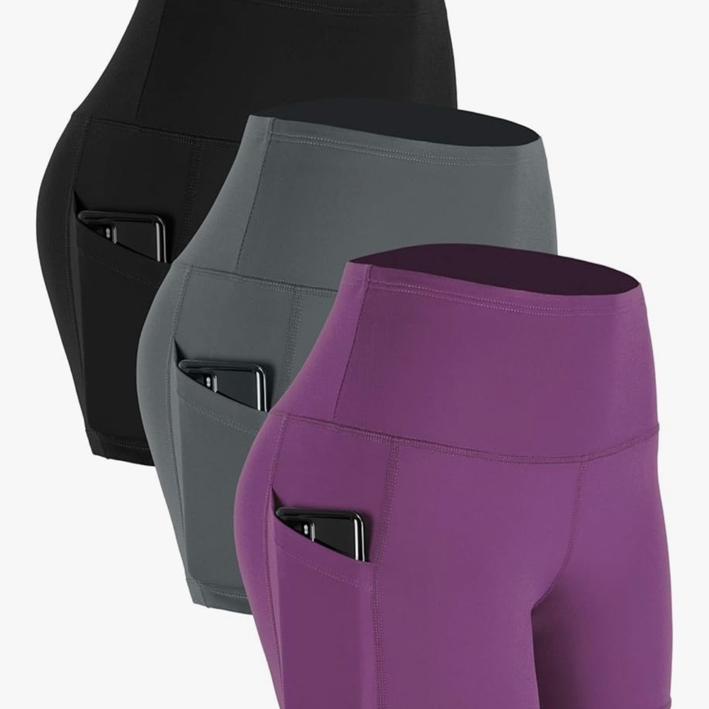 Women's Stylish Black, Grey, and Purple Bike Shorts